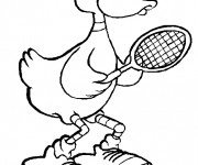 Coloriage Canard joue au Tennis