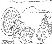 Coloriage Donald Duck joue au Tennis