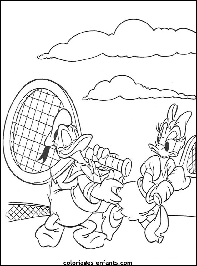 Coloriage et dessins gratuits Donald Duck joue au Tennis à imprimer