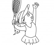 Coloriage La Fille lance La Balle de Tennis