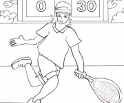 Coloriage Le Match de Tennis au crayon