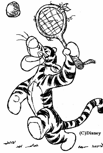 Coloriage et dessins gratuits Le Tigre joue au Tennis à imprimer