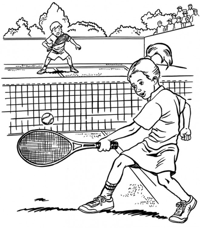 Coloriage et dessins gratuits Match de Tennis pour Enfants à imprimer