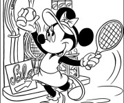 Coloriage Minnie Mouse joue au Tennis