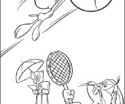 Coloriage Tweety sur La de Tennis drôle