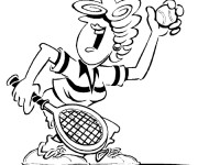 Coloriage Une Femme humoristique joue au Tennis