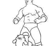 Coloriage Catch Batista et le cri de la victoire
