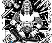 Coloriage Catcheur de la WWE avec des crayons de couleurs