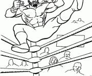Coloriage Catcheur en sautant sur l'adversaire