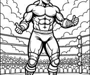 Coloriage Catcheur The Rock sur tapis de lutte