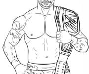 Coloriage Ceinture de la WWE sur les &eacute;paules de catcheur