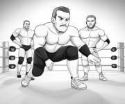 Coloriage Deux lutteurs sur le th&egrave;me de la WWE