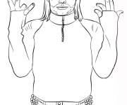 Coloriage Jeff Hardy avec le signe de victoire