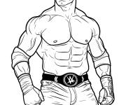 Coloriage John Cena avec son &eacute;quipement embl&eacute;matique