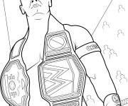 Coloriage John Cena Lutteur de la WWE avec deux ceintures