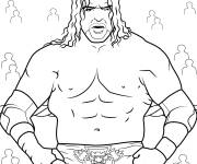 Coloriage Le catcheur Triple H de la WWE sur le ring en d&eacute;tail