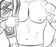 Coloriage Lutteur avec le coffre de WWE