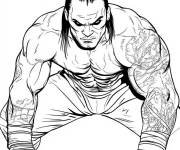 Coloriage Lutteur de la WWE assis
