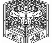 Coloriage Lutteur de la WWE dans un petit cage de fight