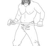 Coloriage Lutteur de WWE tenant un marteau
