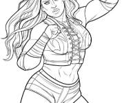 Coloriage Lutteur f&eacute;minine WWE