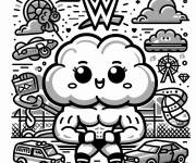 Coloriage Lutteur magique de la WWE kawaii