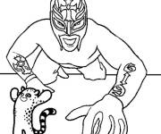 Coloriage Rey Mysterio avec son animal