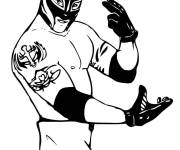 Coloriage Rey Mysterio en noir et blanc