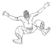 Coloriage Rey Mysterio en plein combat