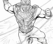 Coloriage Rey Mysterio en saut sur le tapis