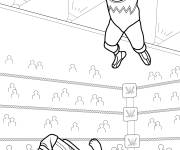 Coloriage Un catcheur de la WWE saute du ring