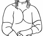 Coloriage Un catcheur montrant sa force