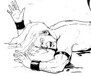 Coloriage Un lutteur am&eacute;ricain de la WWE attaqu&eacute;