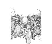 Coloriage Ant-Man avec l'arm&eacute;e des fourmis