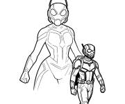 Coloriage Ant-Man avec la gu&ecirc;pe en arri&egrave;re blanc