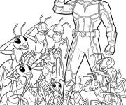 Coloriage Ant-Man avec ses co&eacute;quipiers les fourmis