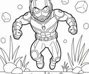 Coloriage Ant-Man court parmi les plantes