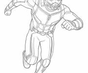 Coloriage Ant-Man en pose d'attaque en noir et blanc