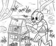 Coloriage Ant-Man fabrique a l'aide de ces amis