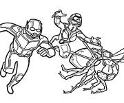 Coloriage Ant-Man, gu&ecirc;pe et la fourmi en action