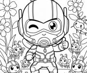 Coloriage Ant-Man mignon parmi les aimables fourmis