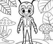 Coloriage Ant-Man souriant parmi les plantes