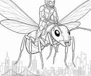 Coloriage Ant-Man sur la fourmi qui survole la ville