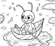 Coloriage Fourmi de Ant-Man dans une feuille