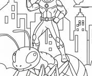 Coloriage Le puissant Ant-Man debout sur la fourmi