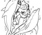 Coloriage Aquaman avec les dauphins
