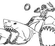 Coloriage Aquaman sur les requins