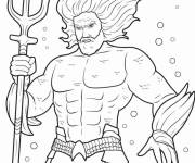 Coloriage Aquaman tenant un trident sous l'eau