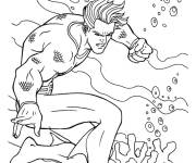 Coloriage Le super-héros Aquaman sous l'eau