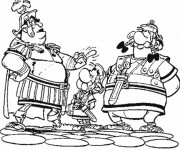 Coloriage Ast&eacute;rix entre deux Romains